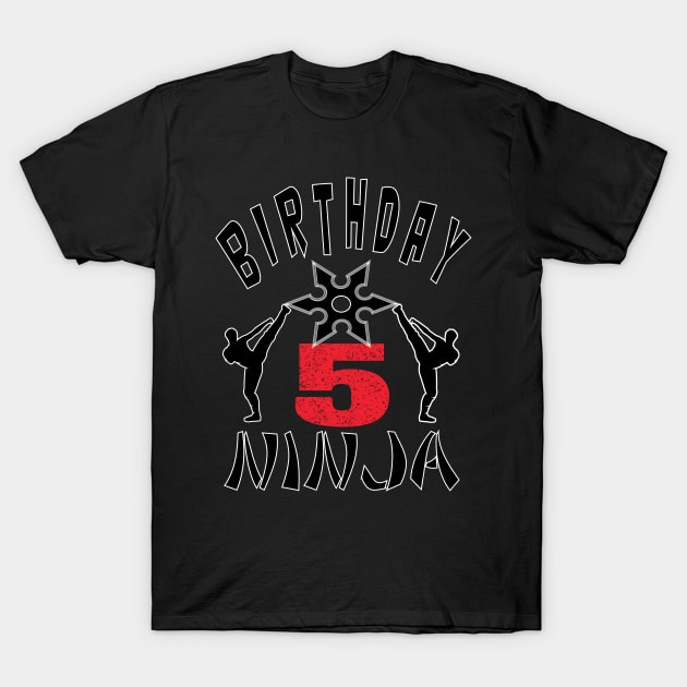 Kids Ninja 5th B-Day Gifts for Boys And Girls T-Shirt by Grabitees